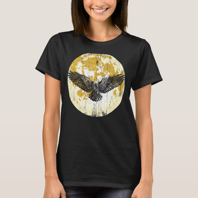 Moonlight Gothic Forest Bird Animal Raven Spooky N T-Shirt (Vorderseite)