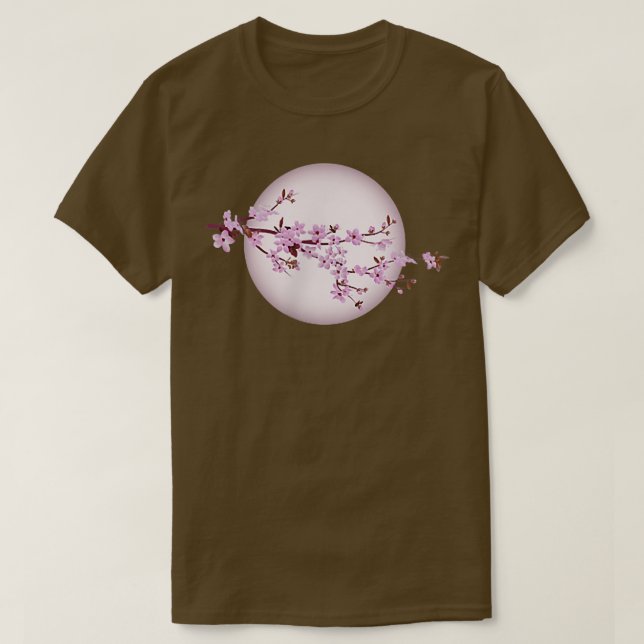 Moonlight Japanisch Sakura Cherry Blossom T-Shirt (Design vorne)