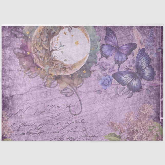 Moonlight Lila Moth Butterfets Lilac Blume Seidenpapier (Vorderseite)