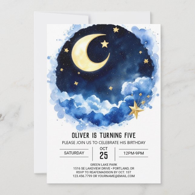 Moonlight Magic Kids Space Geburtstag Einladung (Vorderseite)