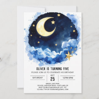 Moonlight Magic Kids Space Geburtstag Einladung