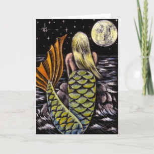 Moonlight Mermaid Greeting CArd Karte
