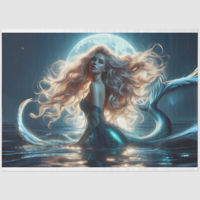 Moonlight Mermaid Night Tissue Paper Seidenpapier (Vorderseite)