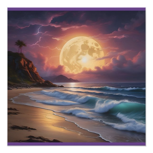 Moonlight Midnight Beach 6 Poster (Vorderseite)