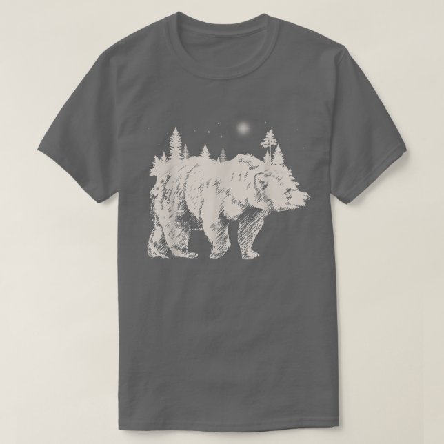 Moonlight Nature Animal Lover Wildlife Forest Tree T-Shirt (Design vorne)