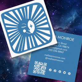 Moonlight Niedlich Charming Moon Social Media QR-C Quadratische Visitenkarte