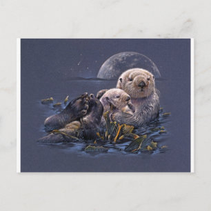 Moonlight Otters Postkarte