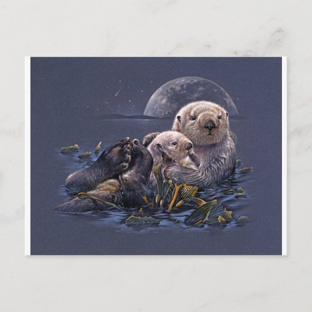 Moonlight Otters Postkarte (Vorderseite)