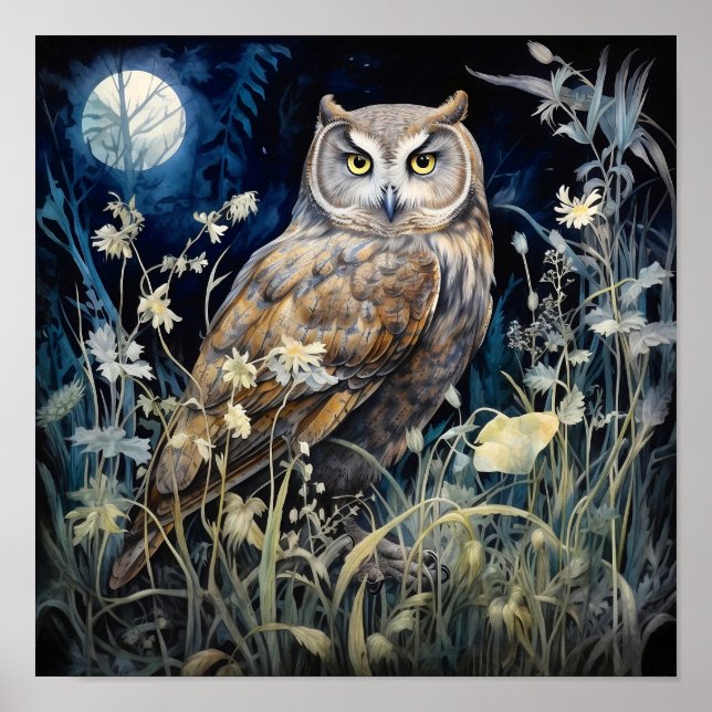 Moonlight Owl Art Print Poster (Vorne)