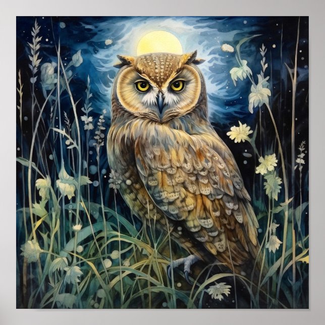 Moonlight Owl Art Print Poster (Vorne)