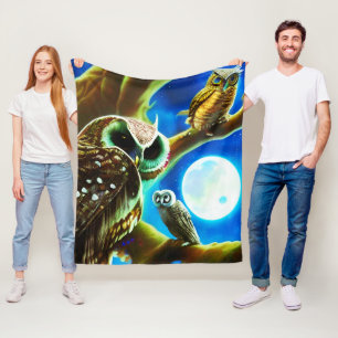 Moonlight Owls Fleecedecke