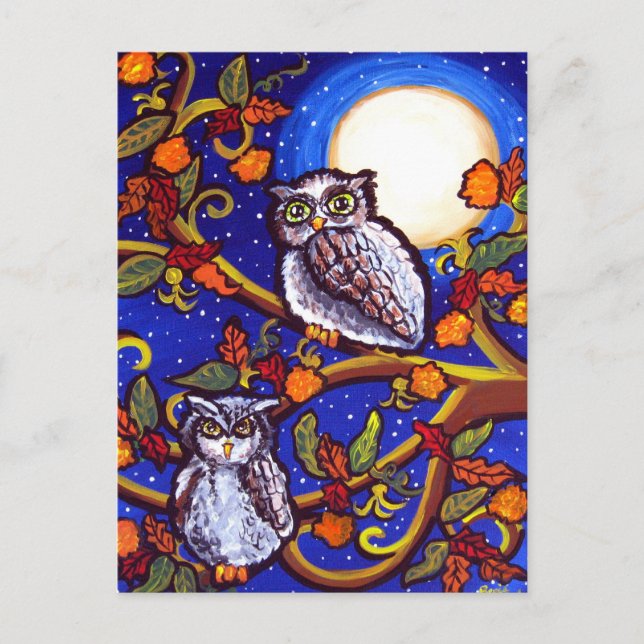 Moonlight Owls Postkarte (Vorderseite)