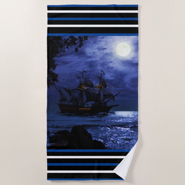 Moonlight Pirates Ship Beach Handtuch (Vorderseite)