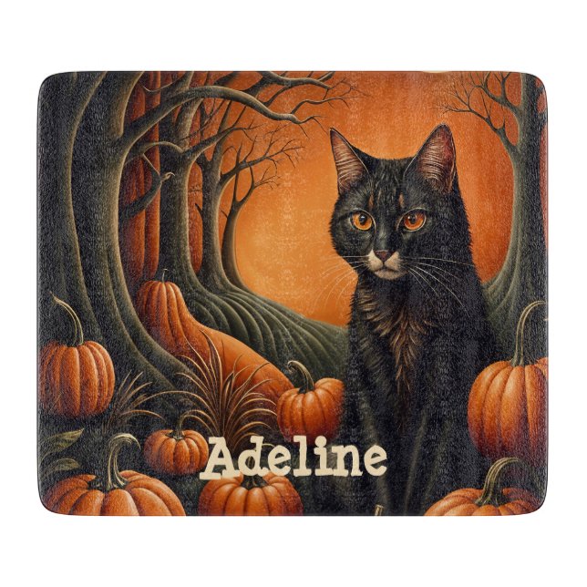 Moonlight Pumpkin Patch Personalisiert Halloween Schneidebrett (Vorderseite)
