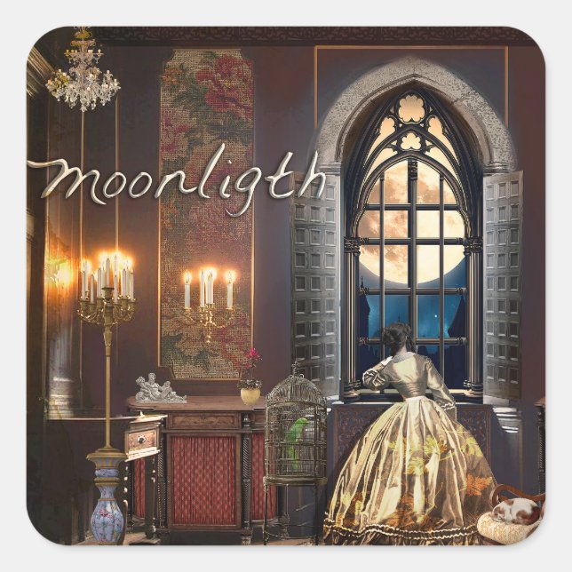 Moonlight Quadratischer Aufkleber (Vorderseite)