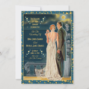 Moonlight Romance Hochzeit Einladungen - Redhead