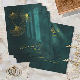 Moonlight Romance Wedding Emerald Green ID881 RSVP Karte