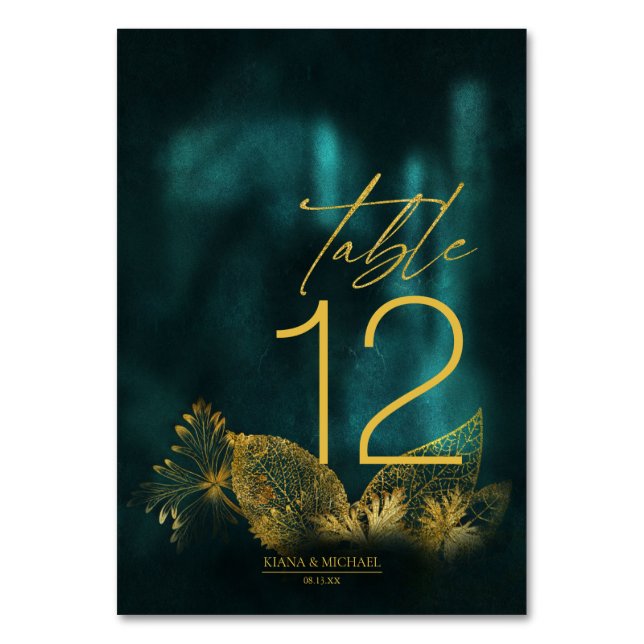 Moonlight Romance Wedding Emerald Green ID881 Tischnummer (Vorderseite)