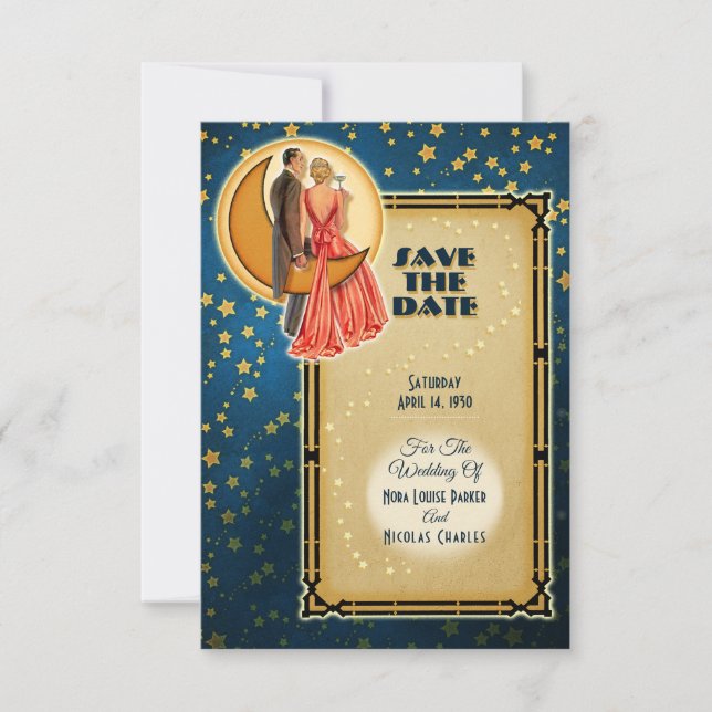 Moonlight Romance Wedding Save The Date - Blonde Einladung (Vorderseite)
