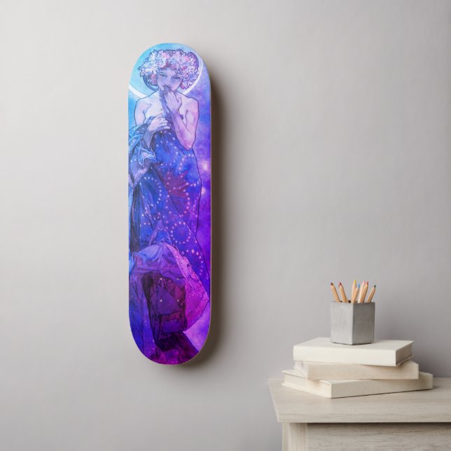 Moonlight-Skateboard Deck, Blaue und Lavendelfarbe Skateboard (Wandkunst)