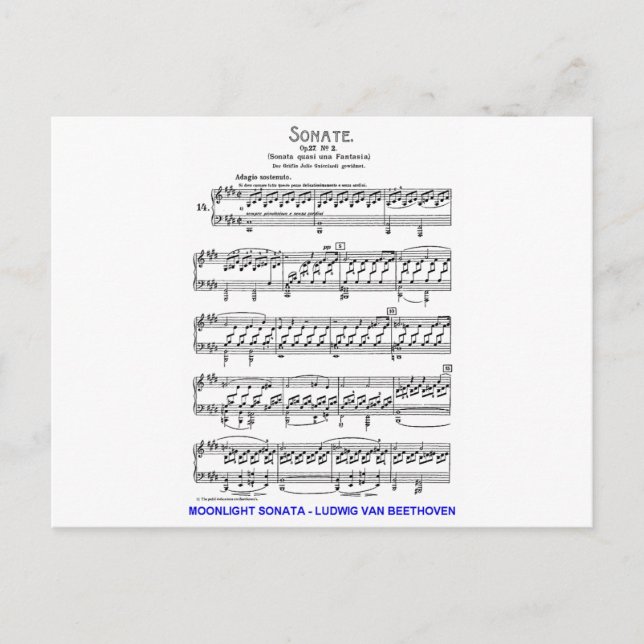 Moonlight-Sonata-Ludwig-Beethoven Postkarte (Vorderseite)