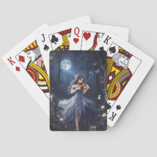 Moonlight Symphony - Dreamy Violin Playing Girl Spielkarten