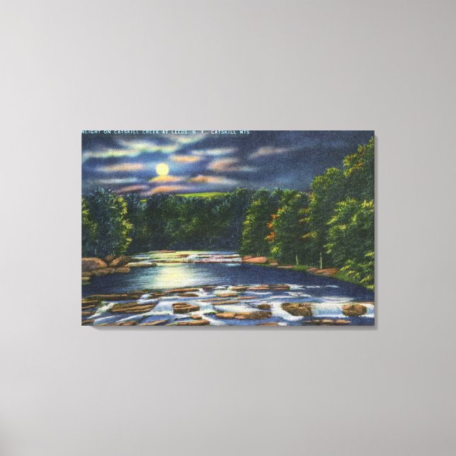 Moonlight Szene auf Catskill Bach Leinwanddruck (Vorderseite)