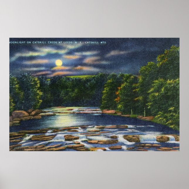 Moonlight Szene auf Catskill Bach Poster (Vorne)