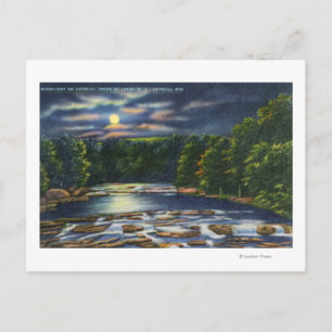Moonlight Szene auf Catskill Bach Postkarte