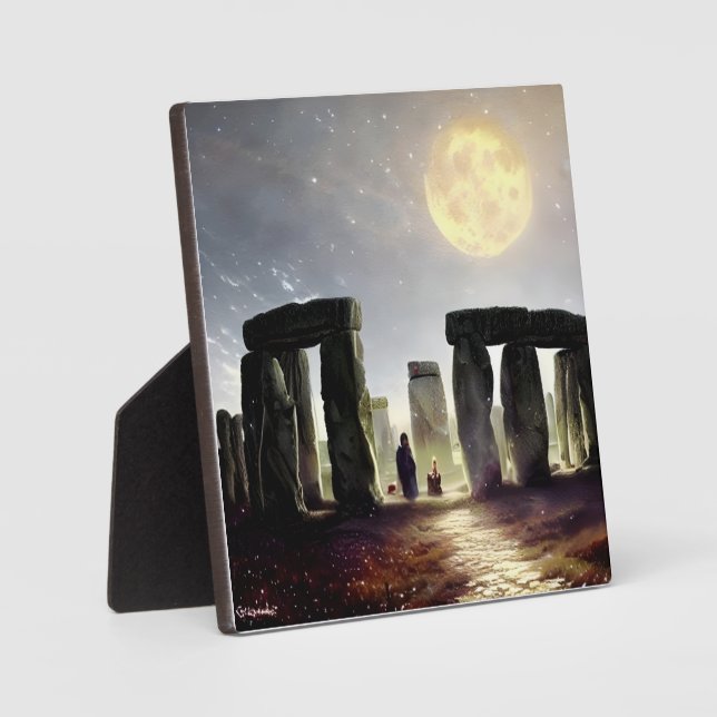 Moonlight über Stonehenge Digital Art Tabletop Fotoplatte (Vorderseite)
