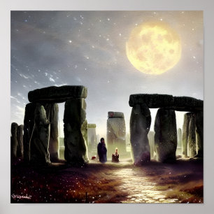 Moonlight über Stonehenge Digitale Kunst Poster