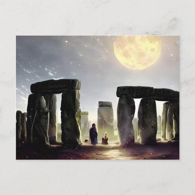 Moonlight über Stonehenge Digitale Kunst Postkarte (Vorderseite)
