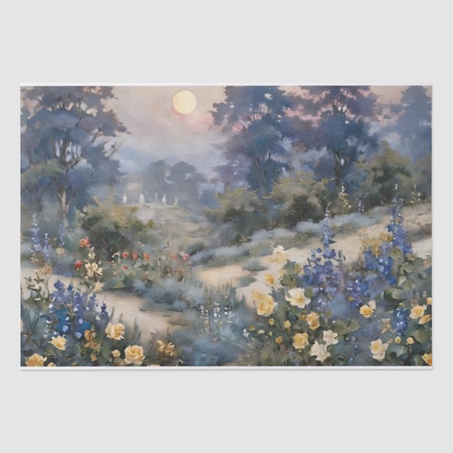 Moonlight-Verzauberter Garten Seidenpapier (Vorderseite)