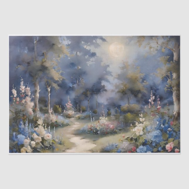 Moonlight-Verzauberter Garten Seidenpapier (Vorderseite)