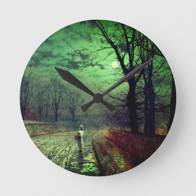 Moonlight Walk  Runde Wanduhr (Vorderseite)