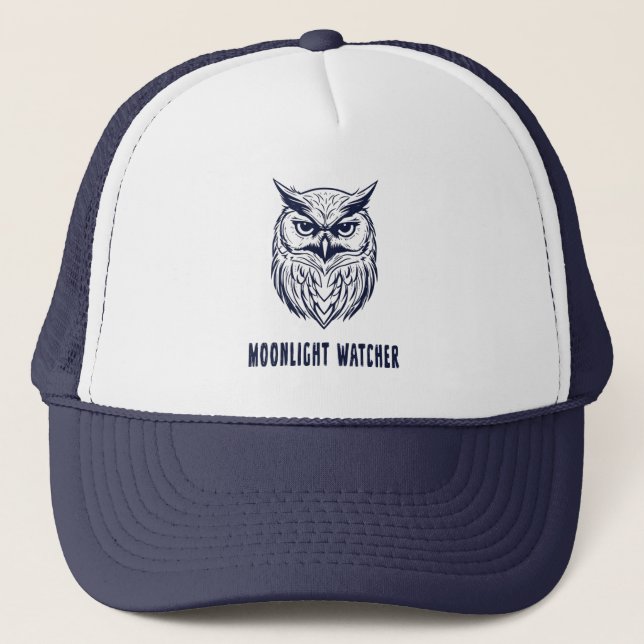Moonlight Watcher Trucker Hat – Owl-Inspired Truckerkappe (Vorderseite)