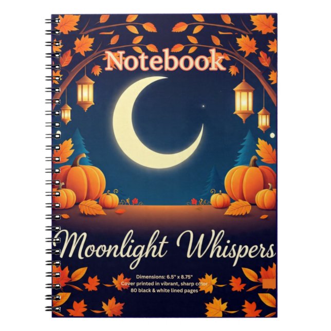 Moonlight Whispers Fall Spiral Notebook Notizblock (Vorderseite)