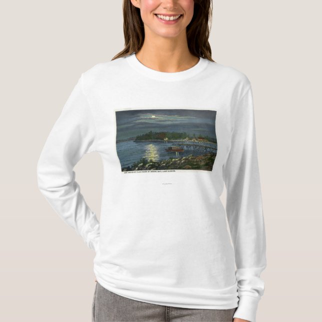 Moonlit Ansicht von See, Boots-Landung u. T-Shirt (Vorderseite)