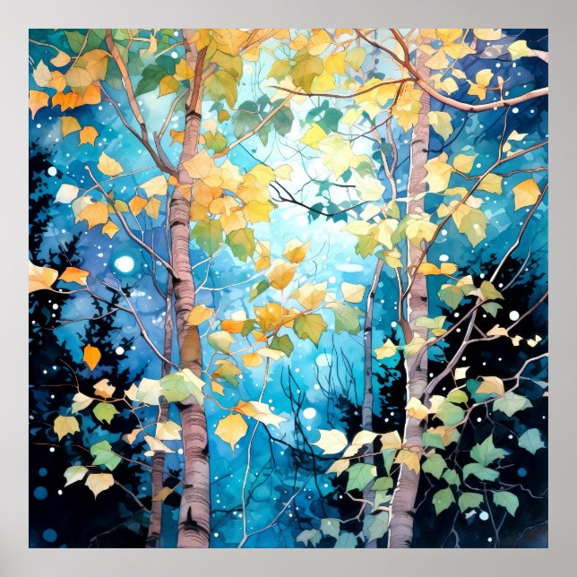 Moonlit Autumn Forest Art Poster (Vorne)