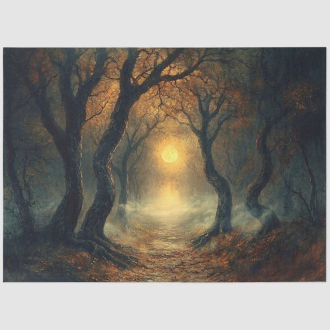 Moonlit Autumn Path Decode Seidenpapier (Vorderseite)