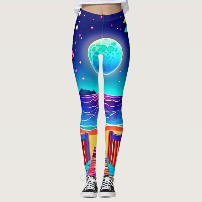 Moonlit Beach Colors Leggings (Vorderseite)