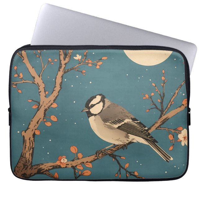 Moonlit Bird Blossom - Housse pour ordinateur Laptopschutzhülle (Vorderseite)