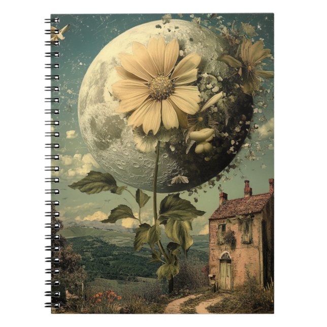 Moonlit Blume und Vintager Charme Notizblock (Vorderseite)