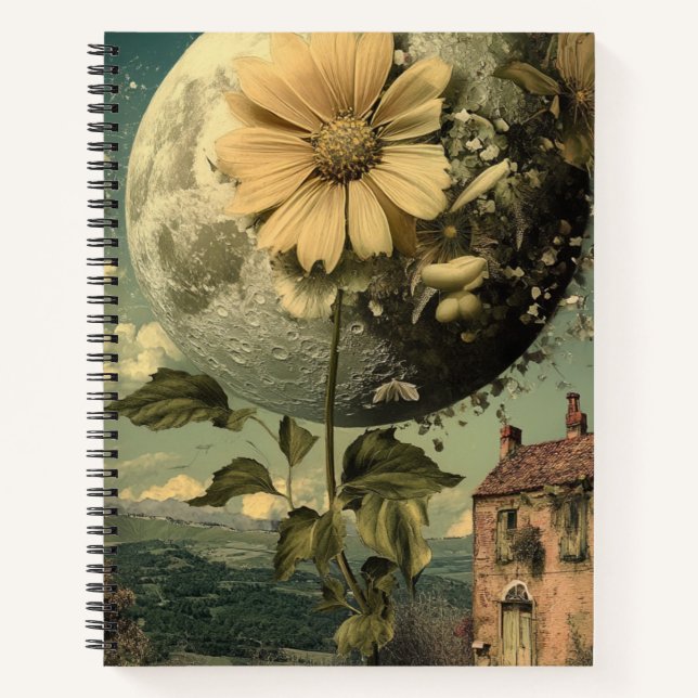 Moonlit Blume und Vintager Charme Notizbuch (Vorderseite)
