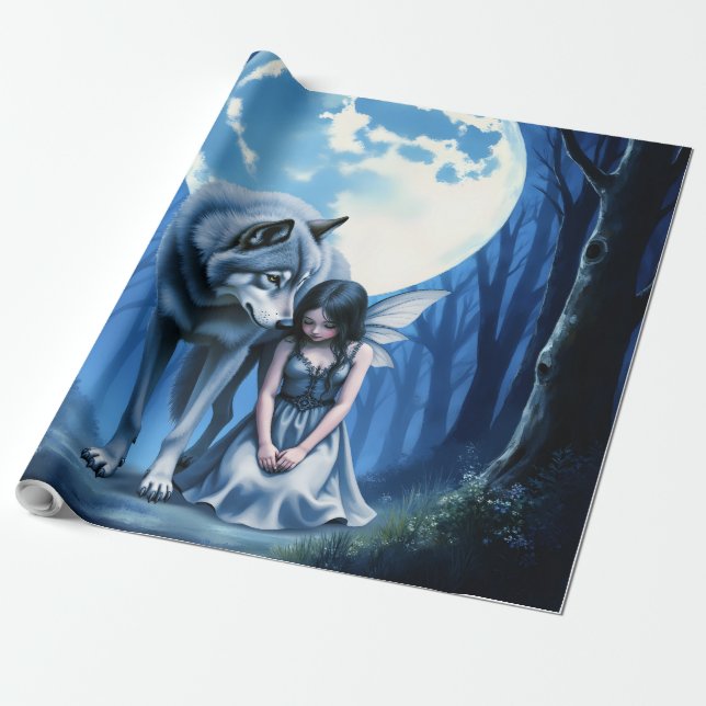 Moonlit Bond – The Wolf and the Gothic Fairy.   Geschenkpapier (Ungerollt)