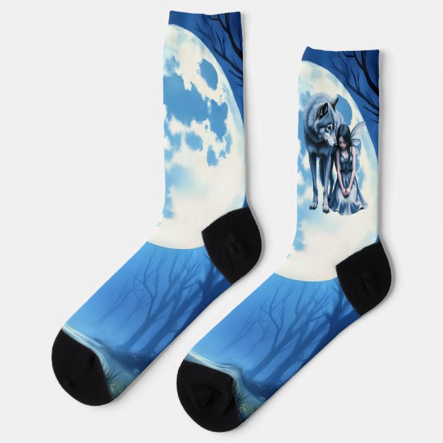 Moonlit Bond – The Wolf and the Gothic Fairy.   Socken (Linkes Detail)