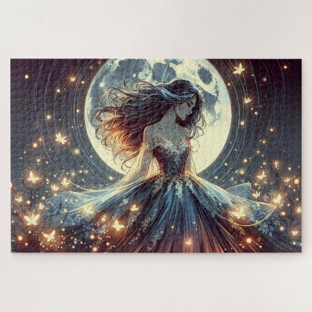 Moonlit Butterfly Enchantress Fantasy Puzzle (Horizontal)