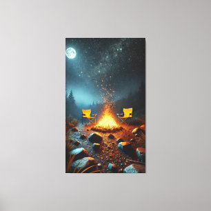 Moonlit Campfire Glow Canvas Print Leinwanddruck