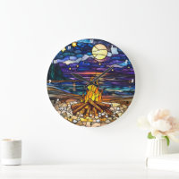 Moonlit Campfire Serenity Feste Glaswand