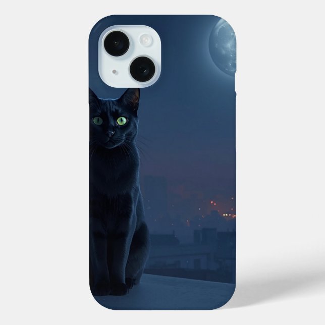 Moonlit Cat on Rooftop Phone Case (Rückseite)